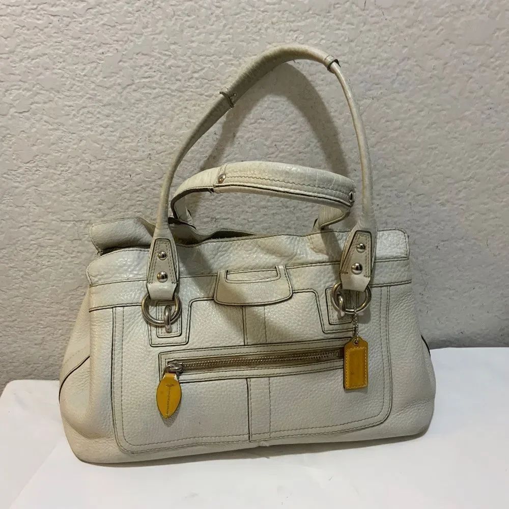 Coach Penelope 13164 Cream pebbled leather tote shopper bag